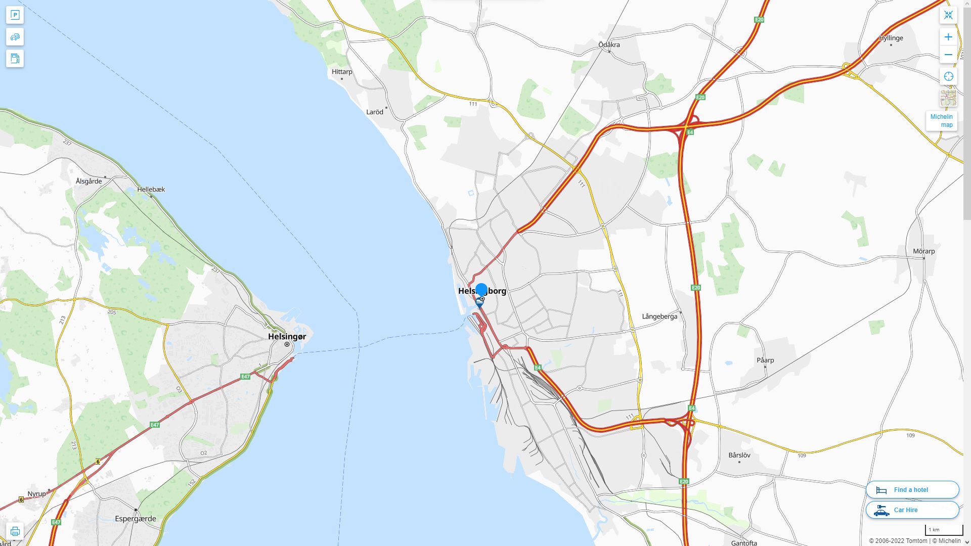 Helsingborg Suede Autoroute et carte routiere